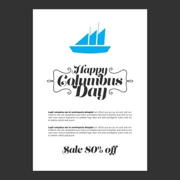 Stylish text Columbus Day Stock Illustration