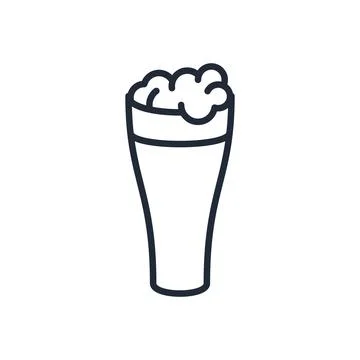 Stylish thin line icon of a beer glass on a white background - Vector Stock Illustration