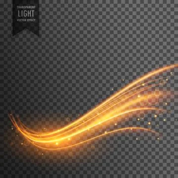 Stylish transparent light effect in wavy shape with trail and sparkle Stock Illustration