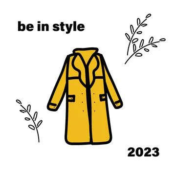Stylish trench coat, vector postcard be in style. Stock Illustration