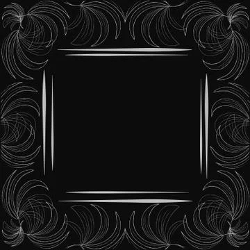 Stylish trendy label mock-up frame with palm leaves gray pattern on a black b Stock Illustration