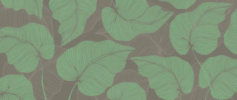 Stylish tropical vector background with green palm leaves Stock Illustration