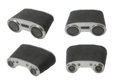 Stylish, Unique Binoculars Displayed in a Creative Arrangement Foto stock