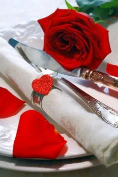Stylish valentines table setting Stock Photos