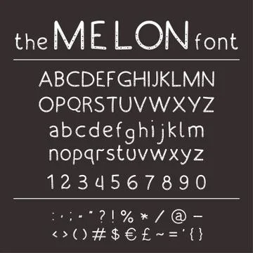 Stylish vector abc. Retro cute hand drawing font - Melon Stock Illustration