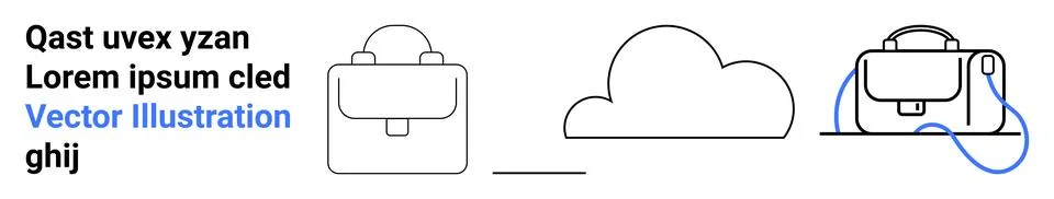 Stylish Vector Baggage Icons with Cloud Element and Descriptive Text イラスト素材