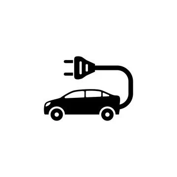 Stylish vector icon of an electric car with a plug, symbolizing eco-friendly  Illustrazione stock