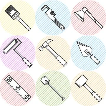 Stylish vector icons for woodwork tools Illustrazione stock
