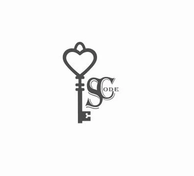 Stylish vector logo with vintage key close-up plan. Stock Illustration