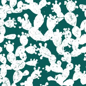 Stylish vector seamless pattern with grange prickly pear cactus leaves and fr Stock Illustration