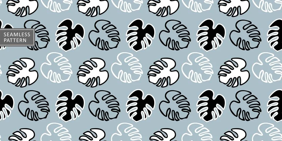 Stylish vector seamless pattern with monstera leaves Stock Illustration