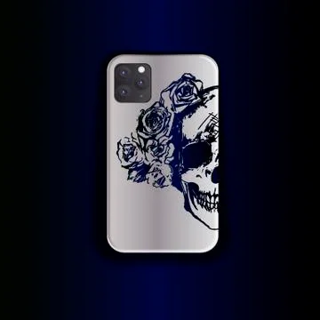 Stylish vector skull print design template with flowers. Stock Illustration