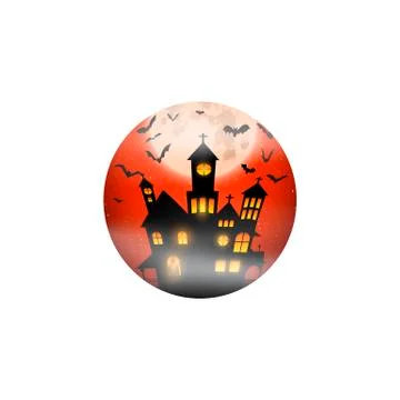 Stylish vector template for Halloween design - scary ominous castle and full  Stock Illustration