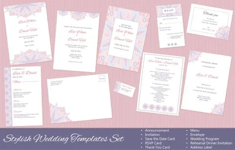 Stylish, Vector Wedding Templates Set Stock Illustration