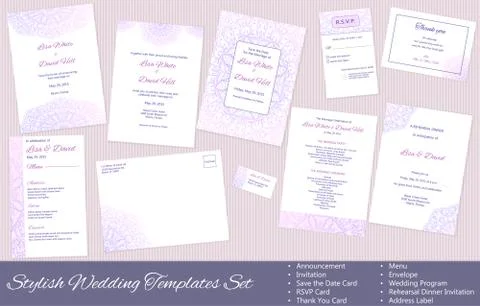 Stylish, Vector Wedding Templates Set Stock Illustration
