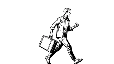 Stylish Walking Man With Briefcase In Hand Revealed - Illustrative Animation Stock Footage 287175513