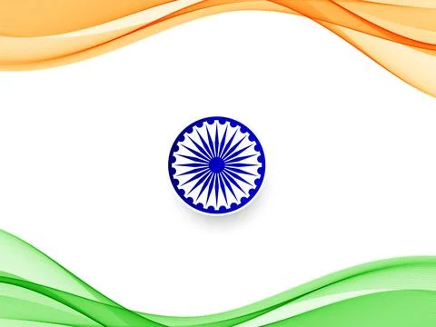 Stylish Wavy Indian Flag Background with Flowing Stock Illustration