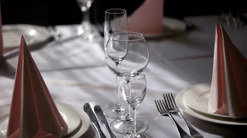 Stylish Wedding Table Ready For Guests in Restaurant. Video stock 73669852