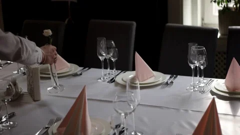 Stylish Wedding Table Ready For Guests in Restaurant. 库存影片 73669992