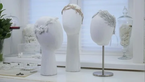 Stylish white hair accessory Stock Footage