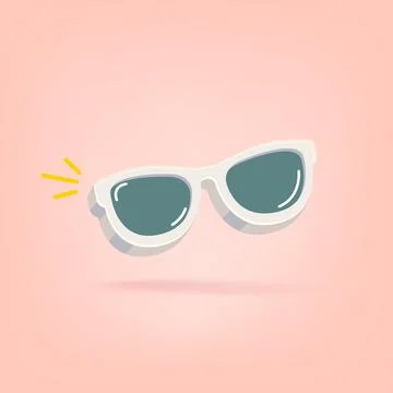 Stylish White Sunglasses Flat Lay Vector Illustration on Peach Background Stock Illustration