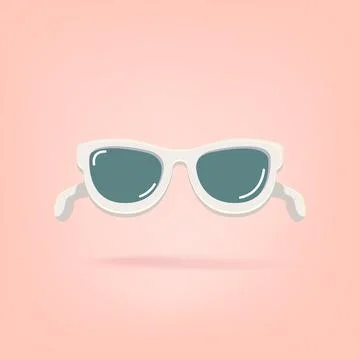 Stylish White Sunglasses Flat Lay Vector Illustration on Peach Background Stock Illustration