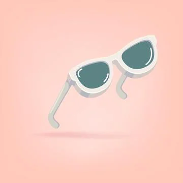 Stylish White Sunglasses Flat Lay Vector Illustration on Peach Background Stock Illustration
