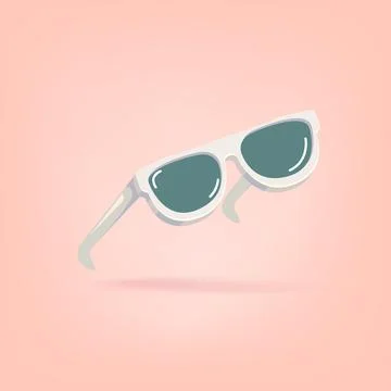 Stylish White Sunglasses Flat Lay Vector Illustration on Peach Background Stock Illustration