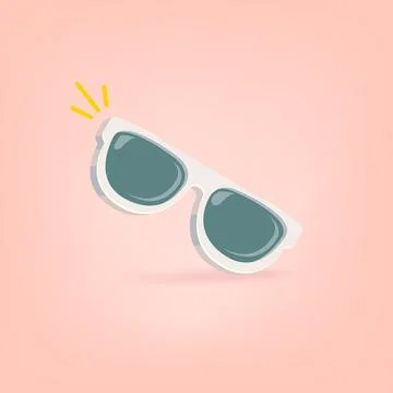 Stylish White Sunglasses Flat Lay Vector Illustration on Peach Background Stock Illustration