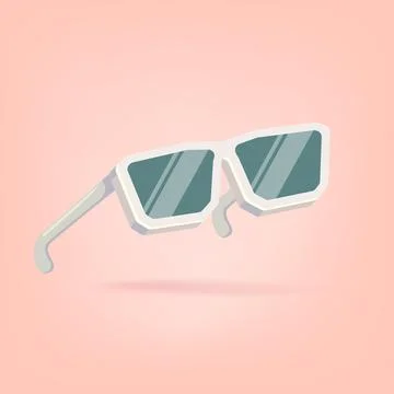 Stylish White Sunglasses Flat Lay Vector Illustration on Peach Background Stock Illustration