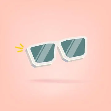 Stylish White Sunglasses Flat Lay Vector Illustration on Peach Background Stock Illustration