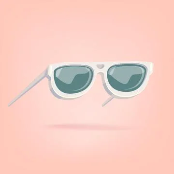 Stylish White Sunglasses Flat Lay Vector Illustration on Peach Background Stock Illustration