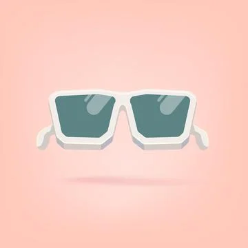 Stylish White Sunglasses Flat Lay Vector Illustration on Peach Background Stock Illustration