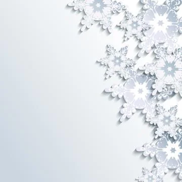 Stylish winter background, abstract 3d snowflake Stock Illustration