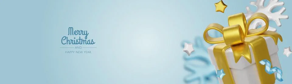 Stylish winter holiday banner featuring shiny violet baubles, snowflakes, and Stock Illustration