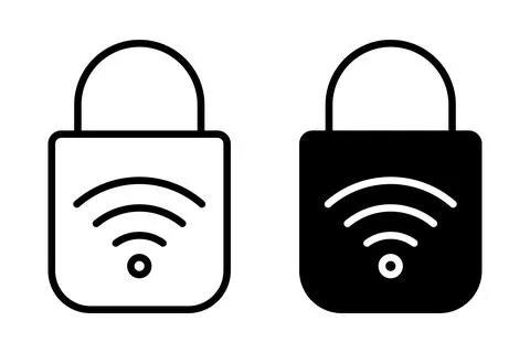 Stylish Wireless Lock Icon Set for Security and Connectivity Concepts Stock Illustration