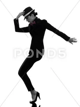 Stylish woman dancer dancing silhouette Stock-Fotos