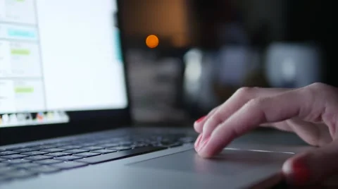 Stylish women's hand on the touchpad computer on web site Stock-Footage 56530889