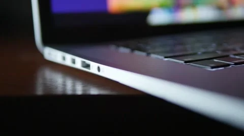 Stylish women's hand on the touchpad computer on web site. Pano Video stock 56530902