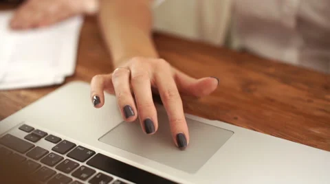 Stylish women's hand on the touchpad computer. teamwork. skype Stock Footage 68982952