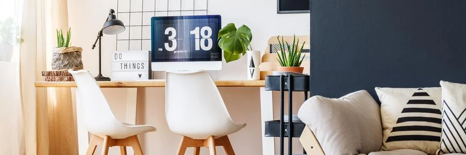 Stylish work zone with cacti Foto stock