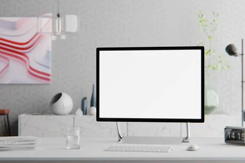 Stylish workplace in the modern loft interior. 3d render イラスト素材