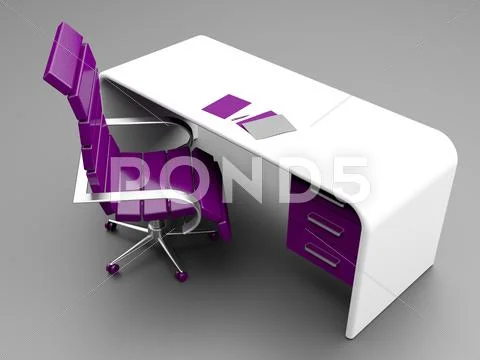 Stylish workplace in purple and white colors Stock Illustration