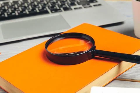 Stylish workspace with desktop computer, office supplies at office. Work desk Stock Photos