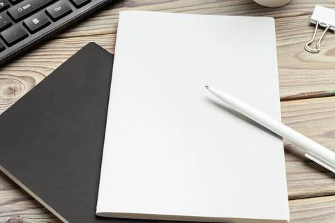 Stylish workspace with desktop computer, office supplies at office. Work desk Stock Photos