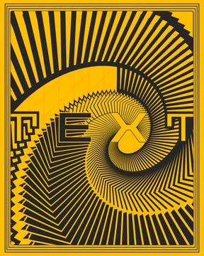 Stylish Yellow Background Typography Poster Modern Optical Motion Art Illustration