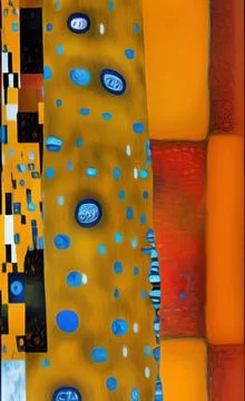 Stylish yellow gold pattern backdrop in style of Klimt Stock Illustration