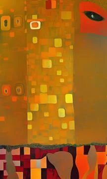 Stylish yellow gold pattern backdrop in style of Klimt Stock Illustration