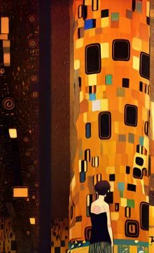 Stylish yellow gold pattern backdrop in style of Klimt Stock Illustration