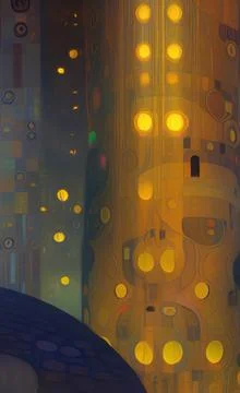 Stylish yellow gold pattern backdrop in style of Klimt Stock Illustration